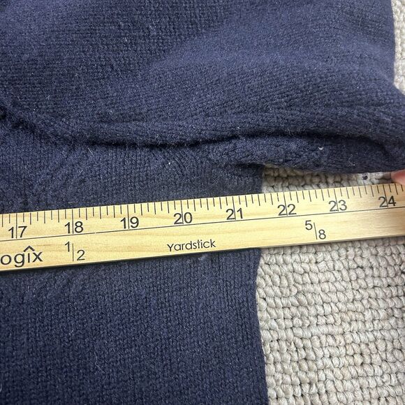 The Mens Store Cashmere Sweater Large Navy Cable Knit Crewneck Bloomingdales - Picture 7 of 9